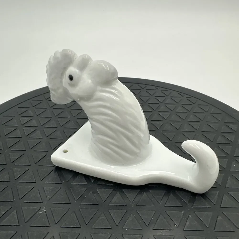 Small Rooster Wall Hook White Ceramic